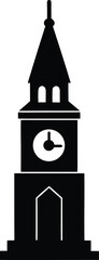 Tower Clock Silhouette Vector Art Illustration