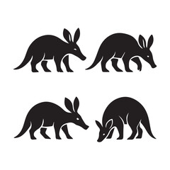A set of kangaroo, rabbit, and hare animal silhouette vectors perfect for nature and wildlife designs