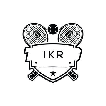 IKR Tennis Company logo. IKR Racket and Ball logo design for entrepreneur and business. IKR Athletic Branding best icon.
