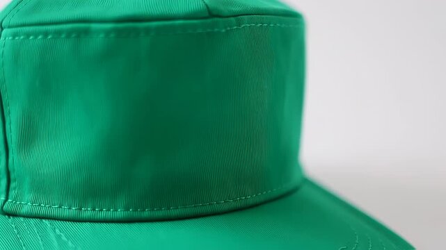 Close-up of a bright kelly green baseball cap
