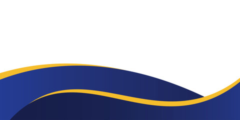 Vector blue line background curve element with yellow space for text and message design, overlapping layers. Eps10