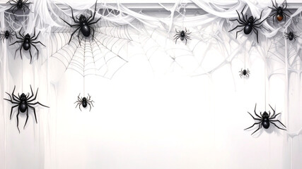 spider on the web isolated on white background. halloween concept