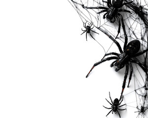 spider on the web isolated on white background. halloween concept