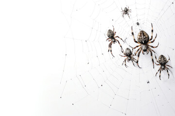 spider on the web isolated on white background. halloween concept