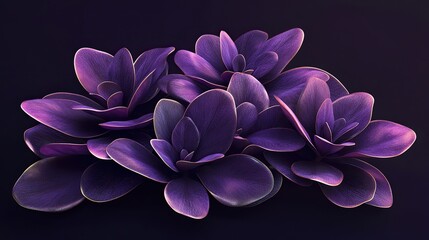 purple Pachyphytum plant with fat leaves, dark background 