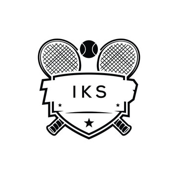 IKS Tennis Company logo. IKS Racket and Ball logo design for entrepreneur and business. IKS Athletic Branding best icon.
