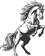 Rearing horse mascot vector logo silhouette illustration