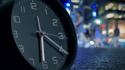 Urban Clock at Night The Artistic Representation of Time Set Against an Enchanting City Backdrop - Powered by Adobe