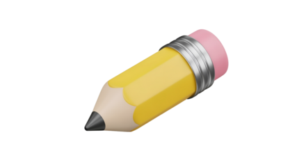 Cute Pencil Shaped Container with Pink Cap and Yellow Body on Transparent Background