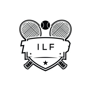 ILF Tennis Company logo. ILF Racket and Ball logo design for entrepreneur and business. ILF Athletic Branding best icon.
