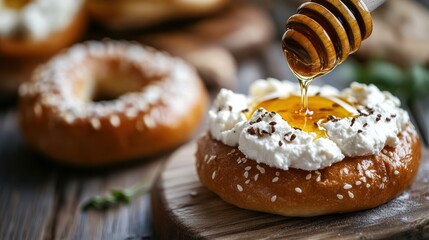 Honey Drizzled Cream Cheese Bagel