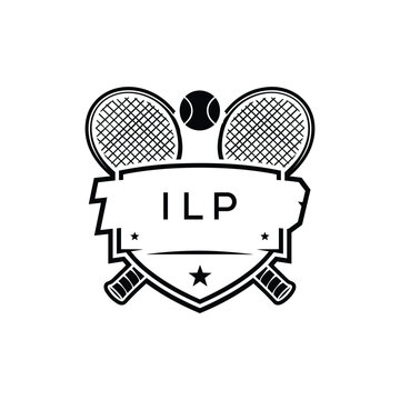 ILP Tennis Company logo. ILP Racket and Ball logo design for entrepreneur and business. ILP Athletic Branding best icon.
