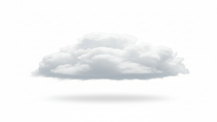 Fluffy White Cloud Floating Serene, Casting a Soft Shadow on an Isolated transparent background