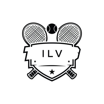 ILV Tennis Company logo. ILV Racket and Ball logo design for entrepreneur and business. ILV Athletic Branding best icon.
