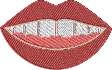 Illustration of Lips and Teeth Embroidered Patch