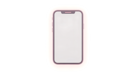 Smartphone with White Screen on Transparent Background in Closeup
