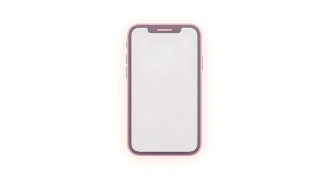 Smartphone with White Screen on Transparent Background in Closeup