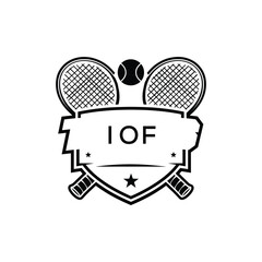 IOF Tennis Company logo. IOF Racket and Ball logo design for entrepreneur and business. IOF Athletic Branding best icon.

