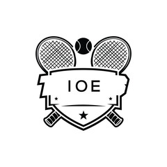 IOE Tennis Company logo. IOE Racket and Ball logo design for entrepreneur and business. IOE Athletic Branding best icon.
