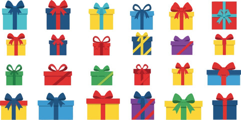 Fototapeta premium Colorful gift boxes vector illustration for any holiday editable vector