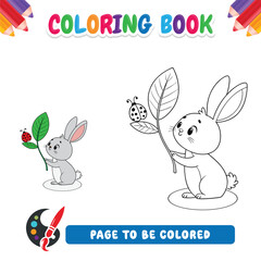Coloring book for kids rabbit vector