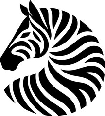  zebra, silhouette, vector illustration, black and white,, clipart, logo.