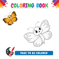 Coloring book for kids, butterfly vector
