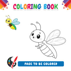 Coloring book for kids bee vector