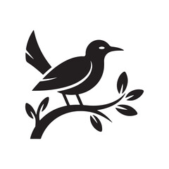 Minimalist Bird Logo Design on Tree Branch