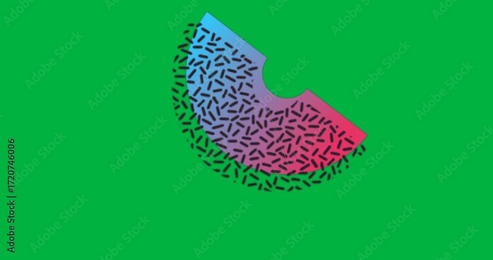 Poster marketers using gradient arc segment on transparent background, featuring black dash patterns