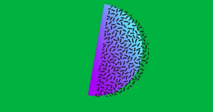 Designer placing gradient half-circle on transparent background for design, with floating sprinkles