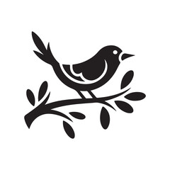 Black and White Songbird Illustration