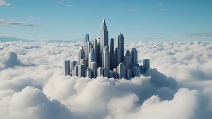 Futuristic floating city adventure skies above digital art surreal environment aerial view urban utopia