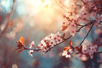 Cherry Blossom Branch with Sunlight