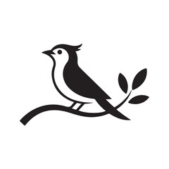 Nature-Inspired Bird Icon with Branch and Leaves