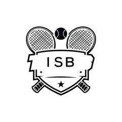 ISB Tennis Company logo. ISB Racket and Ball logo design for entrepreneur and business. ISB Athletic Branding best icon.
