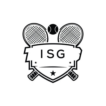 ISG Tennis Company logo. ISG Racket and Ball logo design for entrepreneur and business. ISG Athletic Branding best icon.
