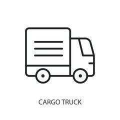 Cargo truck thin line vector icons.