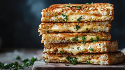 A Stack of Gourmet Grilled Cheese Sandwiches