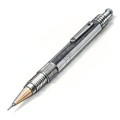 A sleek mechanical pencil isolated on a white background, ideal for precise writing, sketching, technical drawing