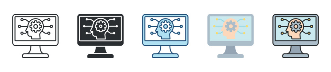 Cognitive Computing Icon Set Multiple Style Collection