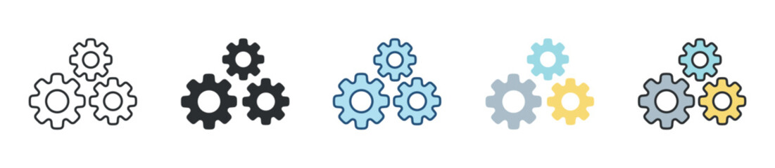 Machine Icon Set Multiple Style Collection