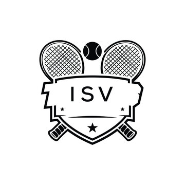 ISV Tennis Company logo. ISV Racket and Ball logo design for entrepreneur and business. ISV Athletic Branding best icon.
