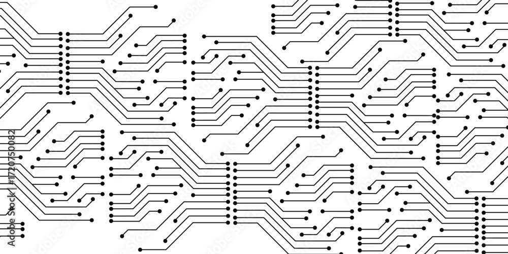 Poster electronics board. circuit board electronic hi tech pattern. vector abstract computer chip. black mo