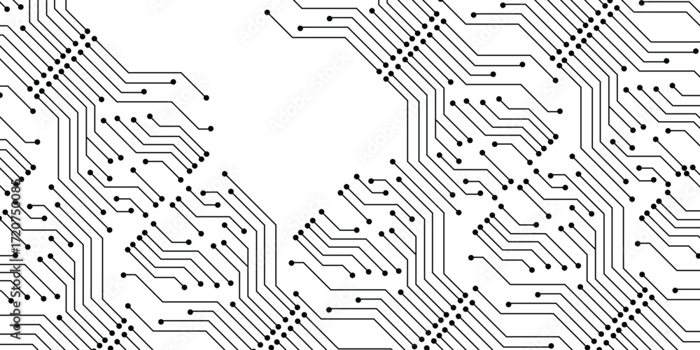 Poster electronics board. circuit board electronic hi tech pattern. vector abstract computer chip. black mo