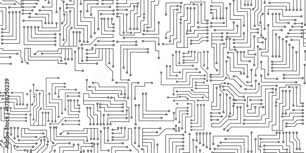 Poster electronics board. circuit board electronic hi tech pattern. vector abstract computer chip. black mo
