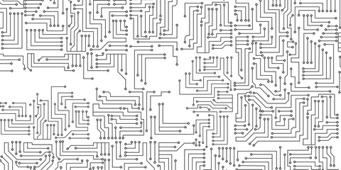 Electronics board. Circuit board electronic hi tech pattern. Vector abstract computer chip. Black monochrome background. Seamless circuit board. Vector art