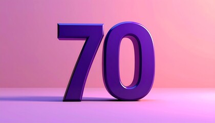 Purple 3D number 70