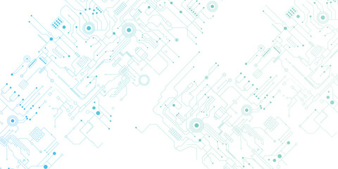 High tech technology geometric and connection system background with digital data abstract. Seamless circuit board. Vector art