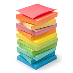 A colorful stack of sticky notes displayed on a clean white background, commonly used for reminders, messages